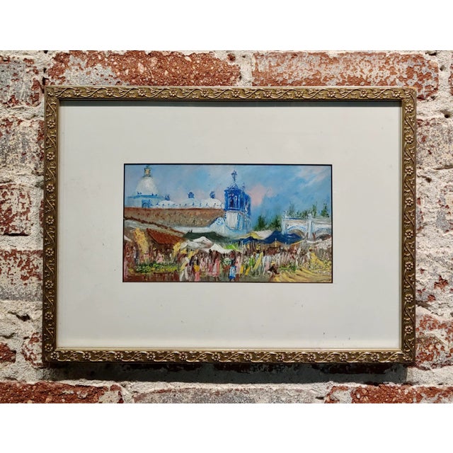 Rodolfo Morales -Art Market in Oaxaca - Oil painting Mexican Expressionist - oil painting on board -signed Board size 5x9"...