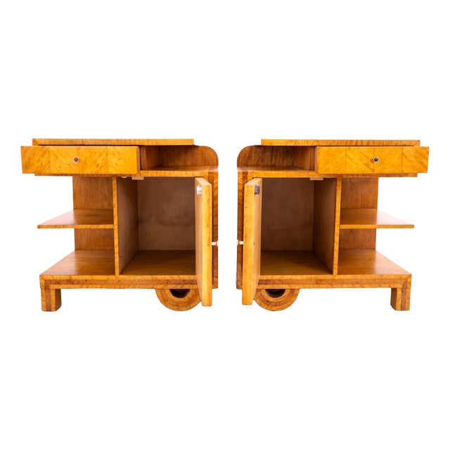 Vintage Polish Art Deco Nightstands, 1930s, Set of 2 For Sale