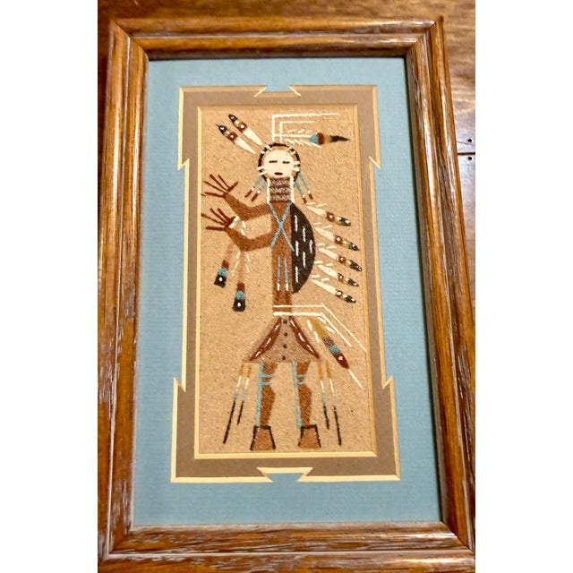 Tribal Late 20th Century Signed Navajo Sand Paintings - Set of 2 For Sale - Image 3 of 12