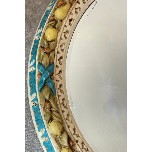 Italian Carved Round Florentine Lemon & Laurel Wood Mirror For Sale In West Palm - Image 6 of 15