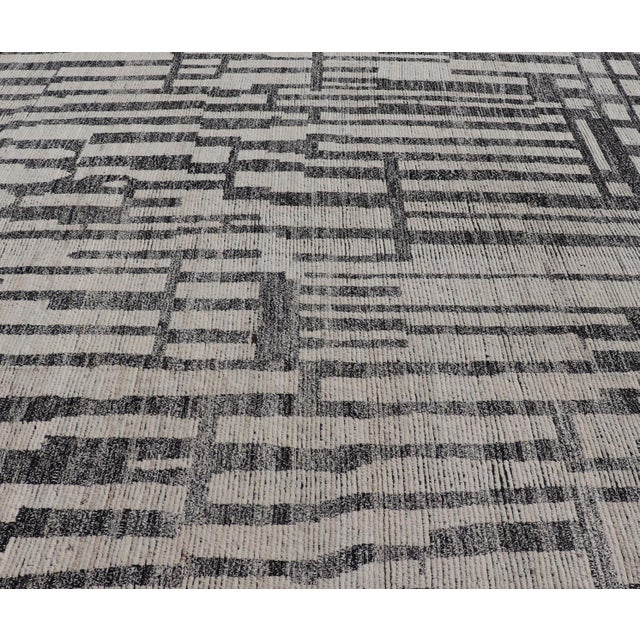 Black Square Modern Moroccan Tribal Rug With Geometric Patterns 13'4 X 14'4 For Sale - Image 8 of 12