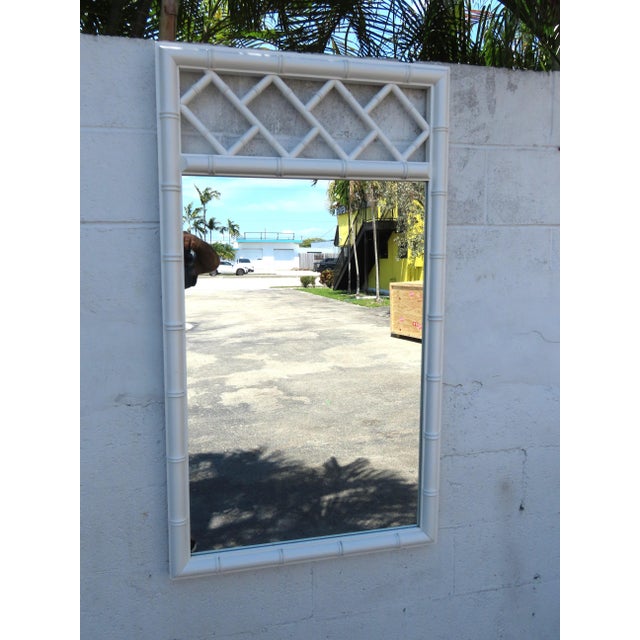 Hollywood Regency Painted Faux Bamboo Vanity Dresser Bathroom Wall Mirror 6356 For Sale - Image 10 of 10