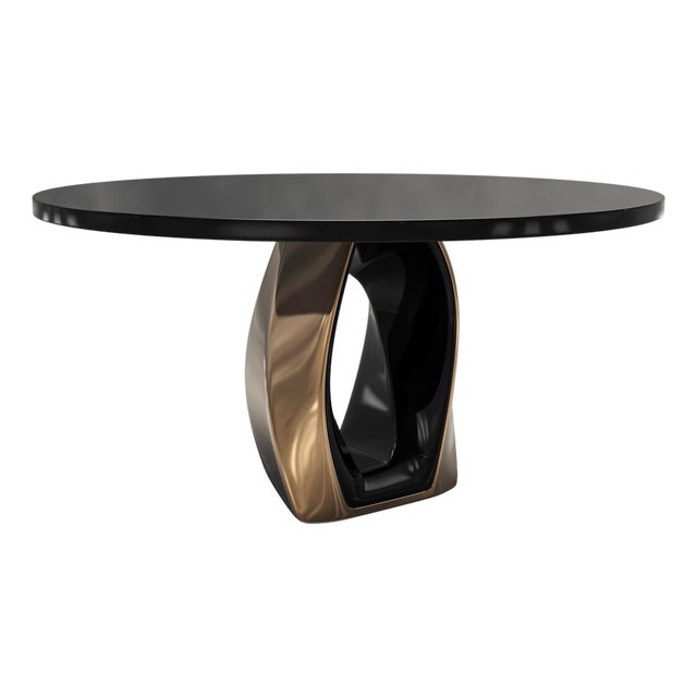 "Giselle" Round Table With Bronze and Stainless Steel, Handcrafted For Sale