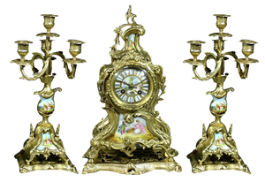 Gilt Bronze Fireplace Trim, 1930, Set of 3
