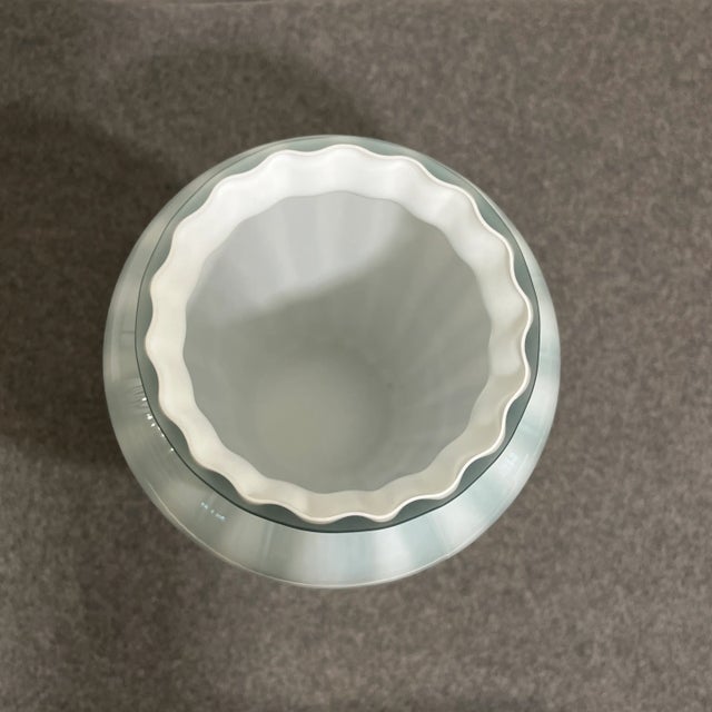 Mid 20th Century Mid 20th Century Fenton Federal Blue Overlay Rib Optic Vase For Sale - Image 5 of 9