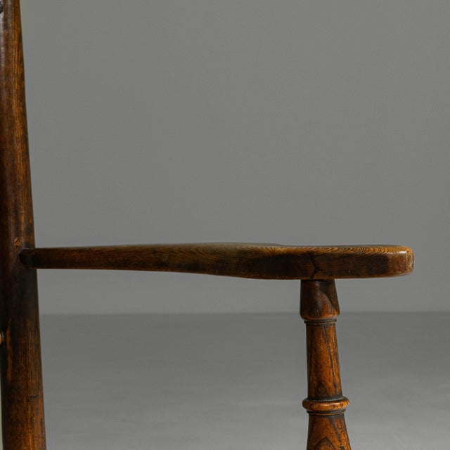 Black 19th Century English Yorkshire Oak Spindle-Back Armchair For Sale - Image 8 of 18
