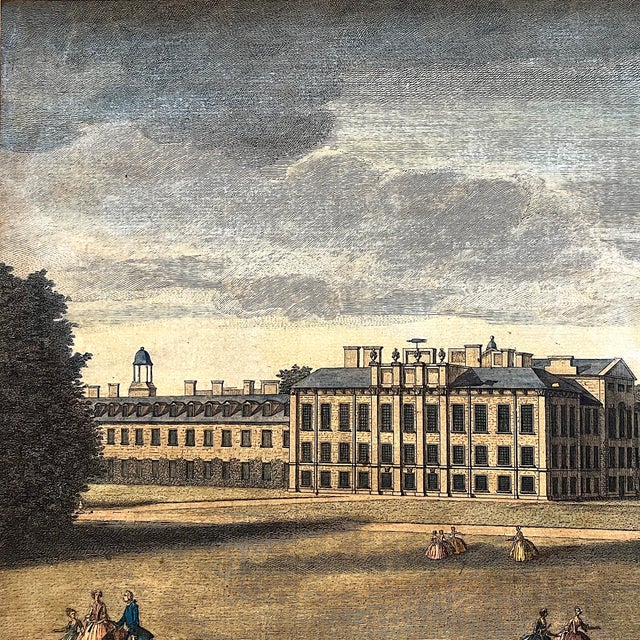 English Kensington Palace South View Early 19th Century Hand-Colored Engraving by Tinney For Sale - Image 3 of 13