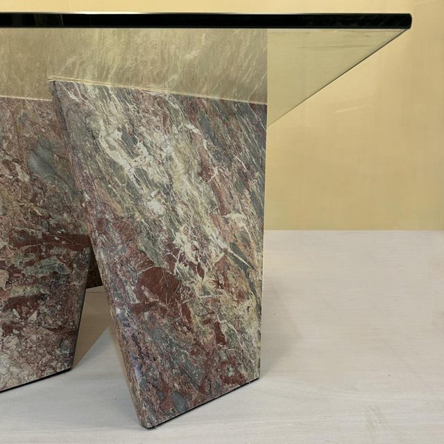 1970s Marble Coffee Table with Rectangular Glass Top, Italy, 1970s For Sale - Image 5 of 16