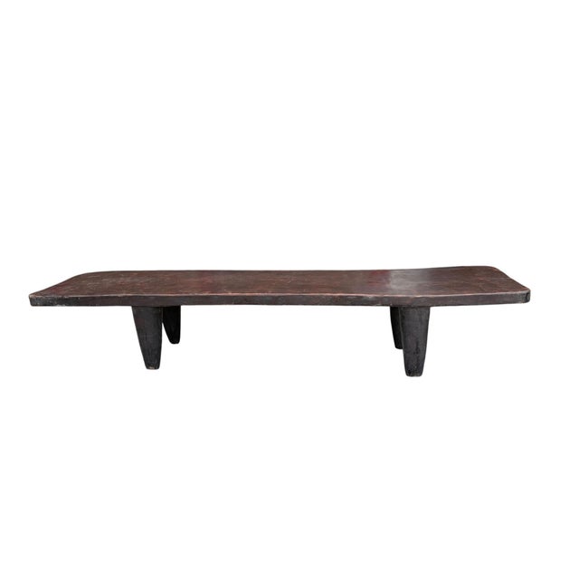 Tribal Vintage Large-Tribal-Wood-Senufo-Coffee-Table stool-78.5" W For Sale - Image 3 of 10