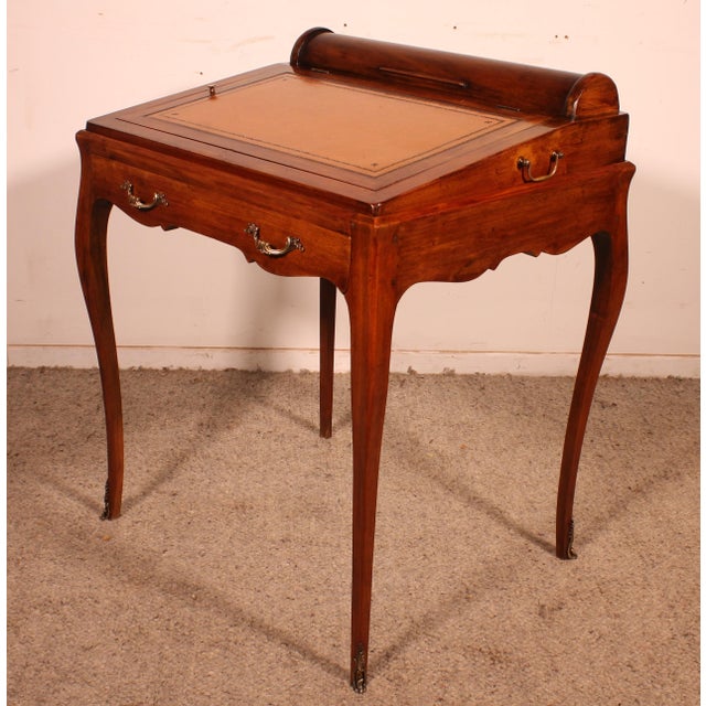 Tan Napoleon III Walnut Desk or Games Table For Sale - Image 8 of 13