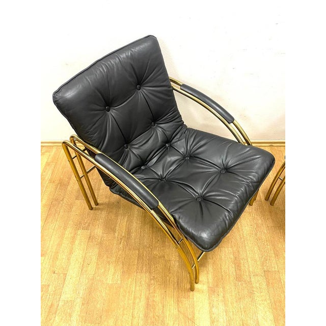 Vintage Leather and Metal Armchairs, 1990s, Set of 2 For Sale - Image 9 of 10