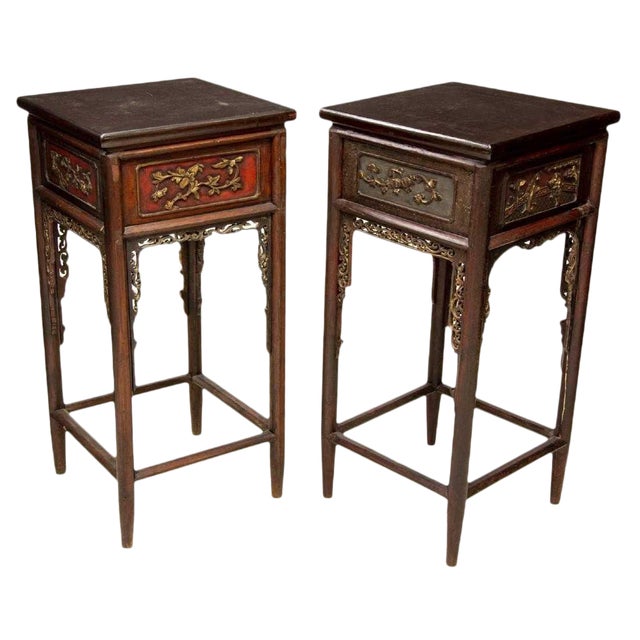 Qing Dynasty Antique Chinese High Side Tables / Pedestal Stands a