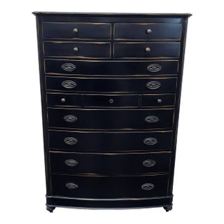Hand Made Black 11-Drawer Chest With Distressed Finish and Jewelry Organizer For Sale