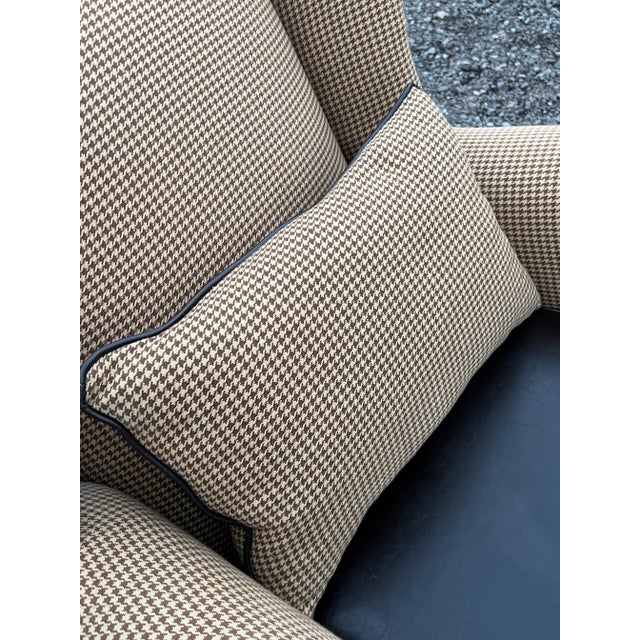 Vintage Houndstooth Wingback Chair With Ottoman For Sale - Image 4 of 8