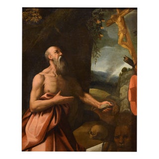 Workshop of Alessandro Bonvicino / Il Moretto, Saint Jerome, 1550, Oil on Canvas For Sale