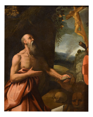 Workshop of Alessandro Bonvicino / Il Moretto, Saint Jerome, 1550, Oil on Canvas