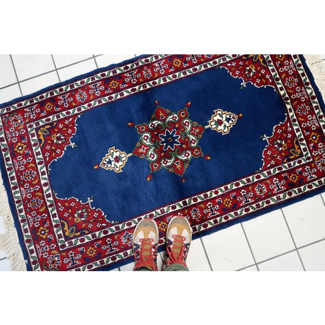 An exceptional Vintage Persian Kerman Rug hand-knotted in wool from the renowned Kerman region of Persia during the 1960s....