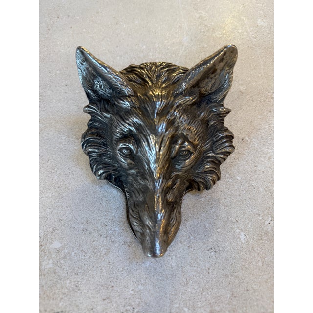 Vintage Silver-Tone Fox Head Paper Clip, Desk Accessory For Sale In Los Angeles - Image 6 of 6