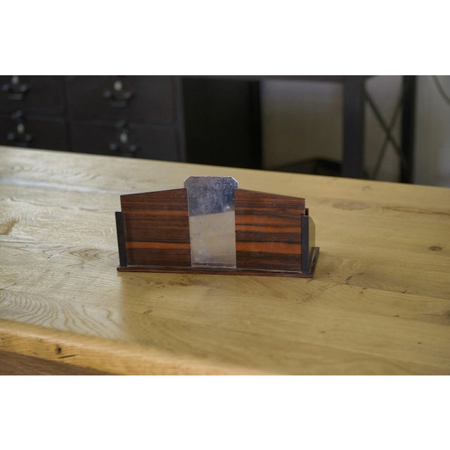 Art Deco Wood and Polished Stainless Steel Letter Rack, 1930s For Sale - Image 4 of 6