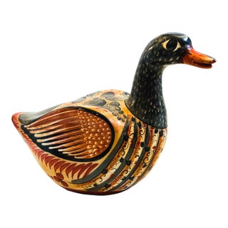 Extra Large Vintage Tonala Pottery Duck For Sale