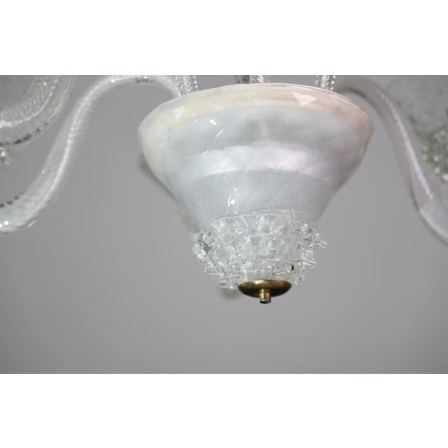 1950s 6 Light Rostrato Murano Glass Chandelier by Barovier & Toso For Sale - Image 6 of 15
