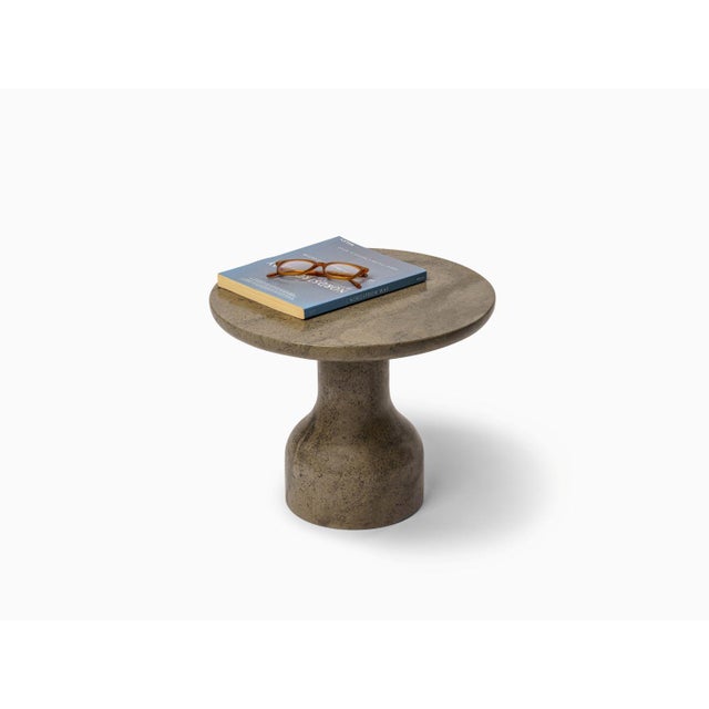 Contemporary Peso Minimalist Round Side Table in Limestone by Depping & Jørgensen For Sale - Image 3 of 10