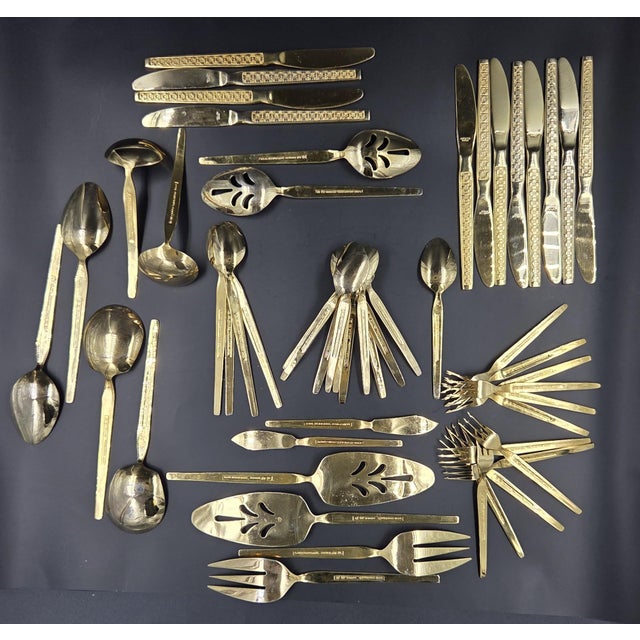 Metal Vintage Gold Electroplate "Trocadero" Hostess & Serving Flatware- 53 Piece Collection For Sale - Image 7 of 18