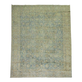 Antique Pale Blue Persian Tabriz Rug For Sale
