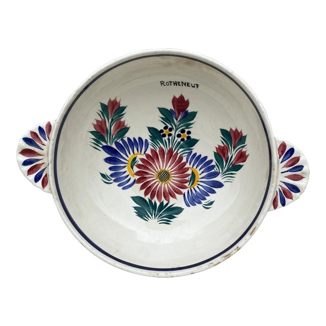 Large French Faience Bowl Henriot Quimper, Circa 1930 For Sale