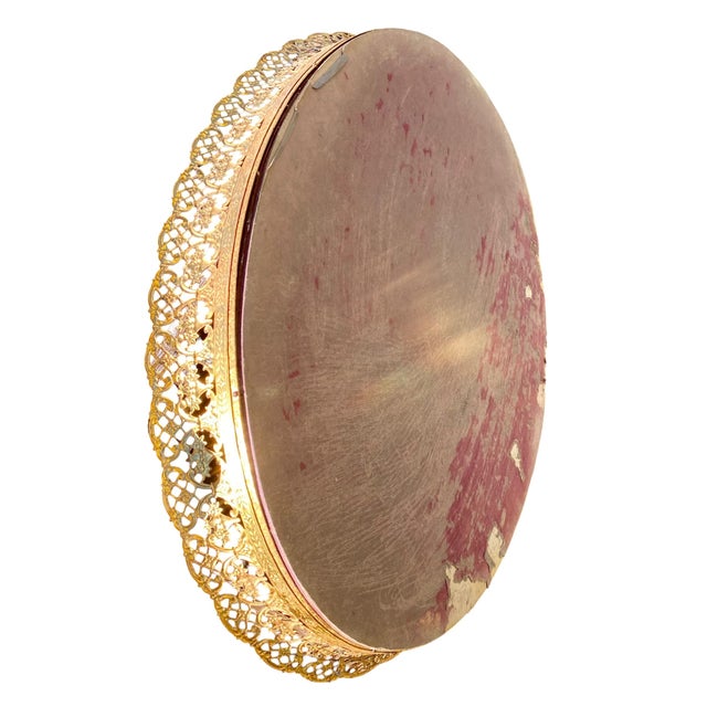 1960s 1960s Hollywood Regency Reticulated Brass Plateau For Sale - Image 5 of 13