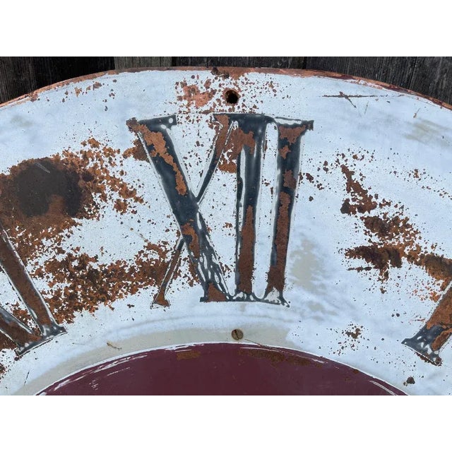 Large 1920s French Roman Numeral Clocktower Dial Copper For Sale - Image 4 of 9