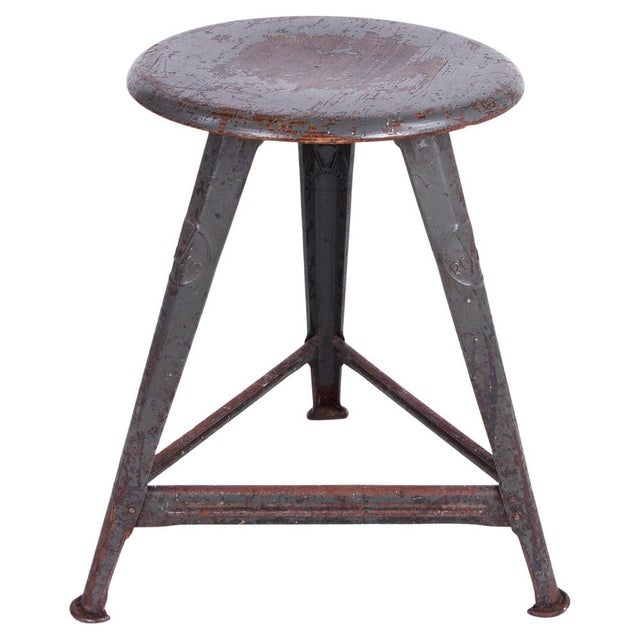 Industrial Factory Bauhaus Stool attributed to Rowac / Robert Wagner, Germany, 1920s For Sale - Image 10 of 10