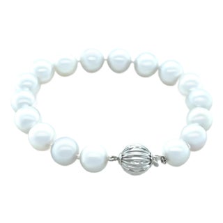 14ct White Gold South Sea Cultured Pearl Knotted Bracelet For Sale