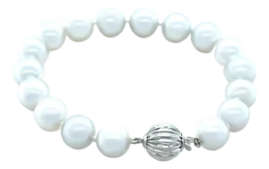 14ct White Gold South Sea Cultured Pearl Knotted Bracelet