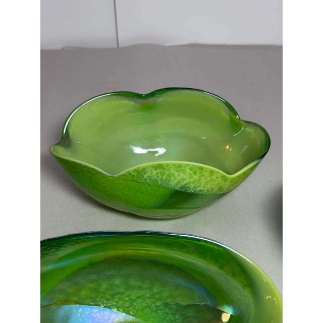 Vintage Italian Murano Green Art Glass Bowls, Set of 4 For Sale - Image 16 of 17
