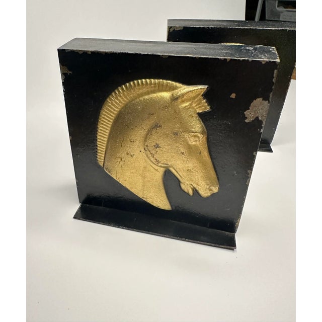 Black A Pair of Classic Roman Black & Gold Cast Metalware Bookends For Sale - Image 8 of 12