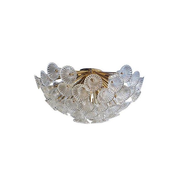 Vintage Glass and Gold-Plated Brass Ceiling Light, 1980s For Sale - Image 3 of 10