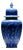 Handmade Ceramic Shah Vase with Lid (30cm) Deep Blue Saz Style Floral Lidded Jar For Sale