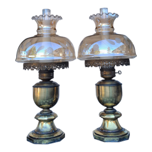1900 Victorian Banquet Lamps. Matching - a Pair