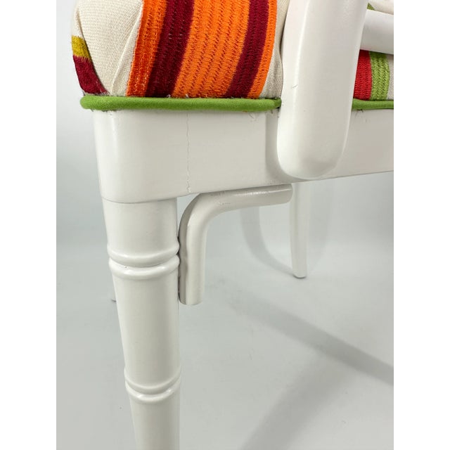 Faux Bamboo Chippendale Style White Pierre Frey Carriacou Chair Pair For Sale - Image 9 of 10