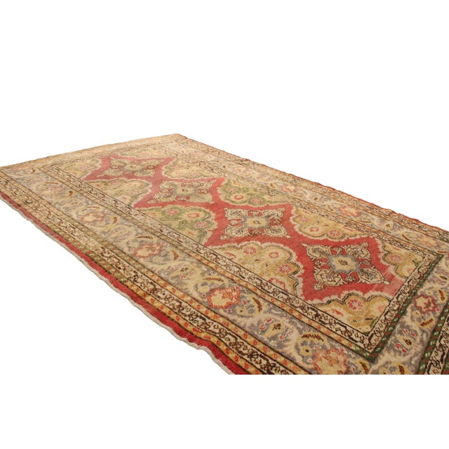 Traditional Antique Kayseri Traditional Geometric Red and Gold Wool Rug For Sale - Image 3 of 5