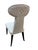 Accent chair or dining chair features a sculptural, high back with a distinctive rounded “keyhole” or paddle-shaped...