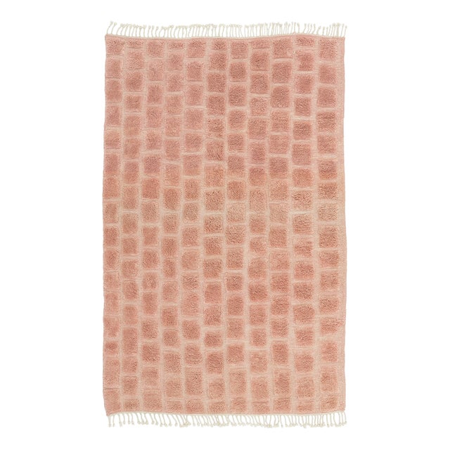 Hand-Knotted Terracotta Wool Rug by Azele Studio For Sale