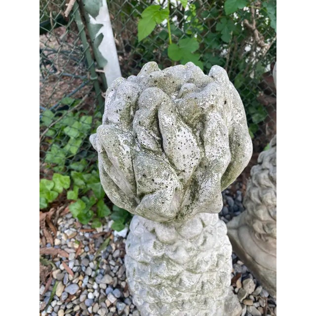 Concrete Garden Ornamental Pineapple Sculptures-a Pair For Sale - Image 4 of 6