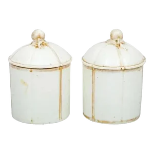 1760 French Mennecy Porcelain Jars with Covers - A Pair