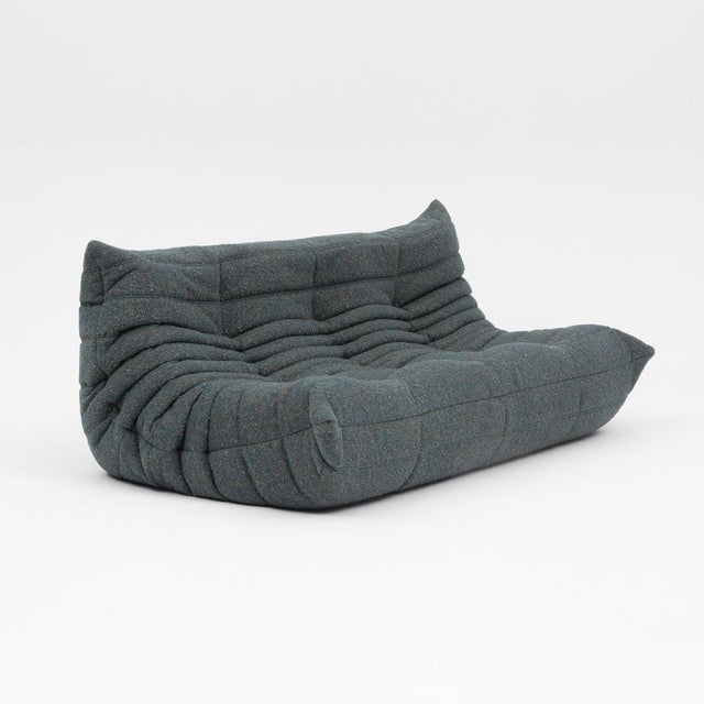 Togo Three-Seater Sofa in Green Bouclet by Michel Ducaroy for Ligne Roset For Sale - Image 9 of 16