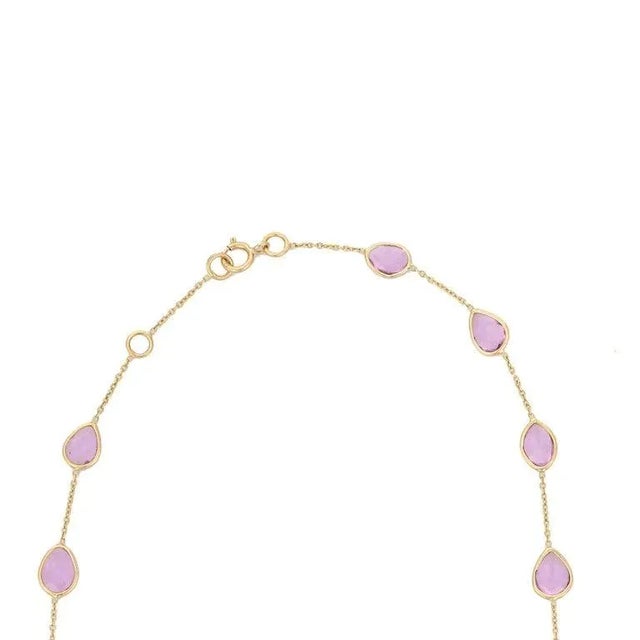 10.7 Carat Pink Sapphire Station Chain Necklace in 18k Gold by VRJewels For Sale - Image 4 of 9