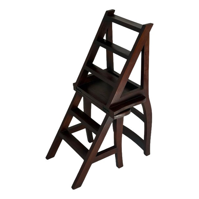 Antique Library Stairs in French Hardwood For Sale