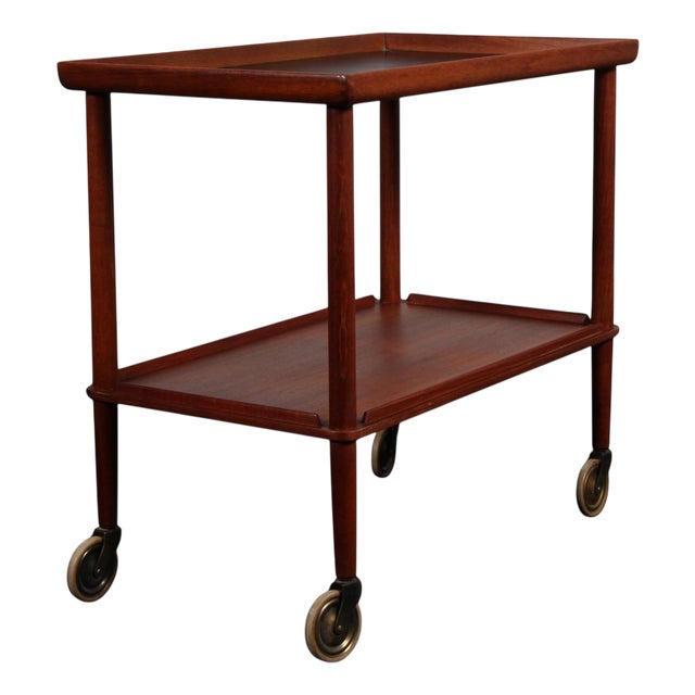 Bar Cart in Teak and Brass from Søborg Møbler, 1960s For Sale