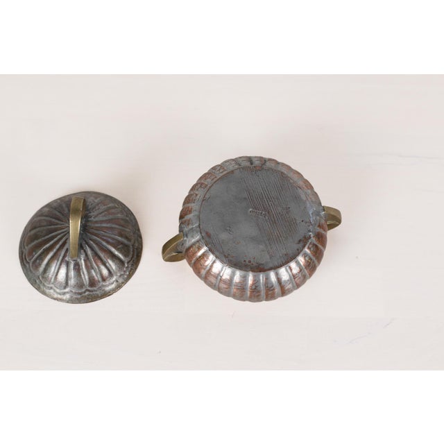 Silver Early 20th Century Antique Chinese Copper and Brass Lidded Box For Sale - Image 8 of 10